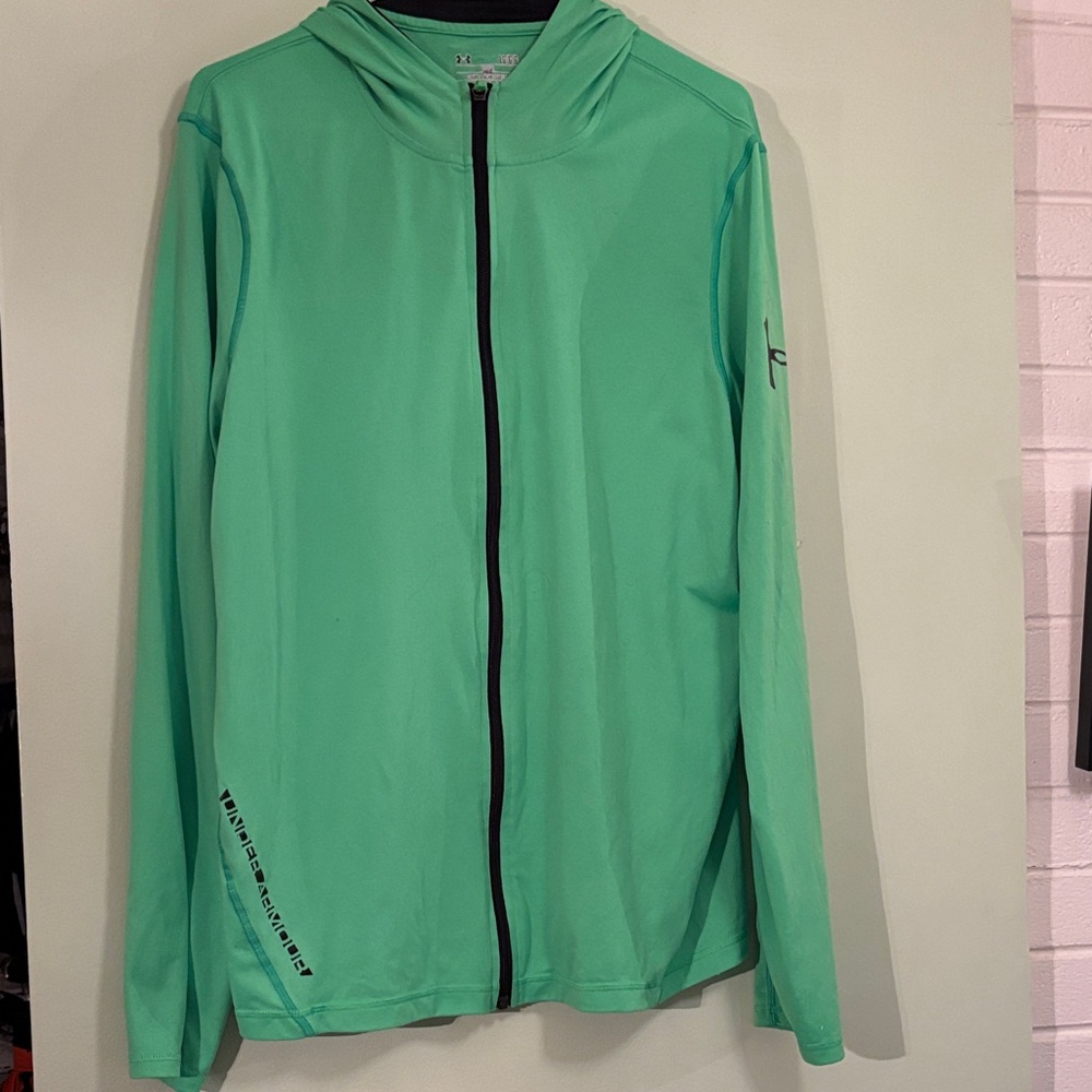 👟Under Armour heat gear Loose men’s size L Green Zip-Up Hoodie